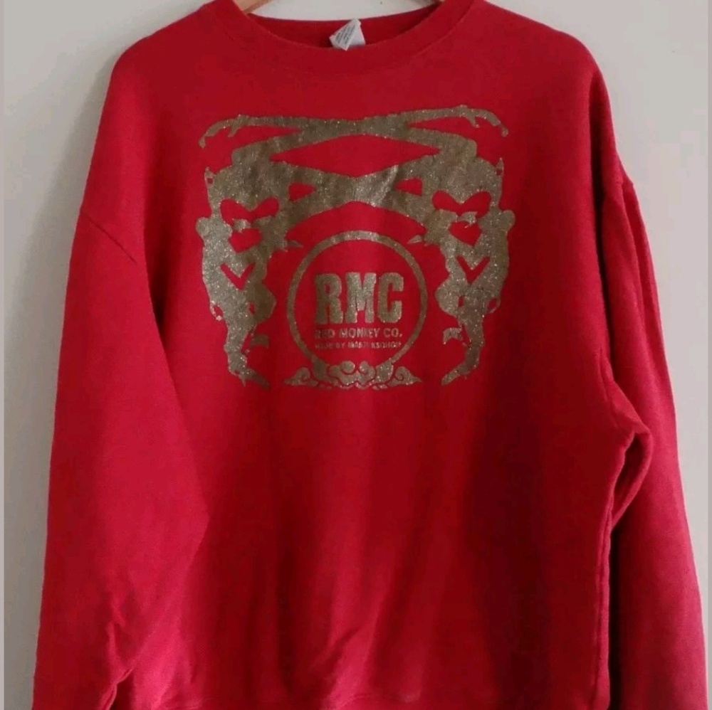 Red Monkey Co. Crew Neck Red Sweatshirt Gold Logo